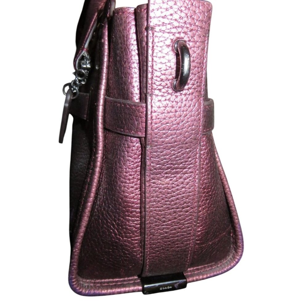 Coach Swagger 27 Cherry Metallic Pebble Leather Double Handle Satchel 36497 - Picture 3 of 15